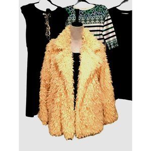 Miami Ivory Faux Fun Fur Jacket Size Small